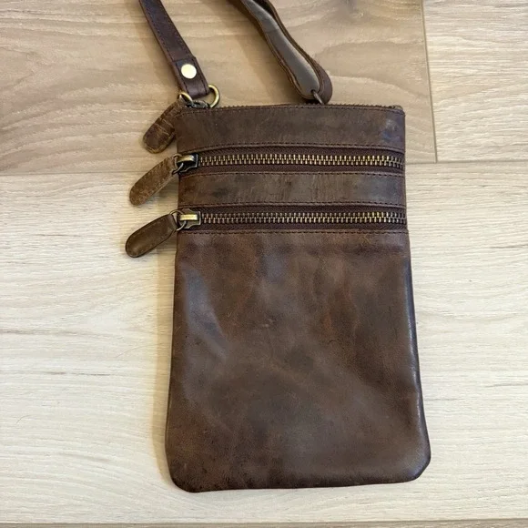 Vera‎ Pelle Leather Crossbody Bag/Wallet Brown Italy - Picture 2 of 7